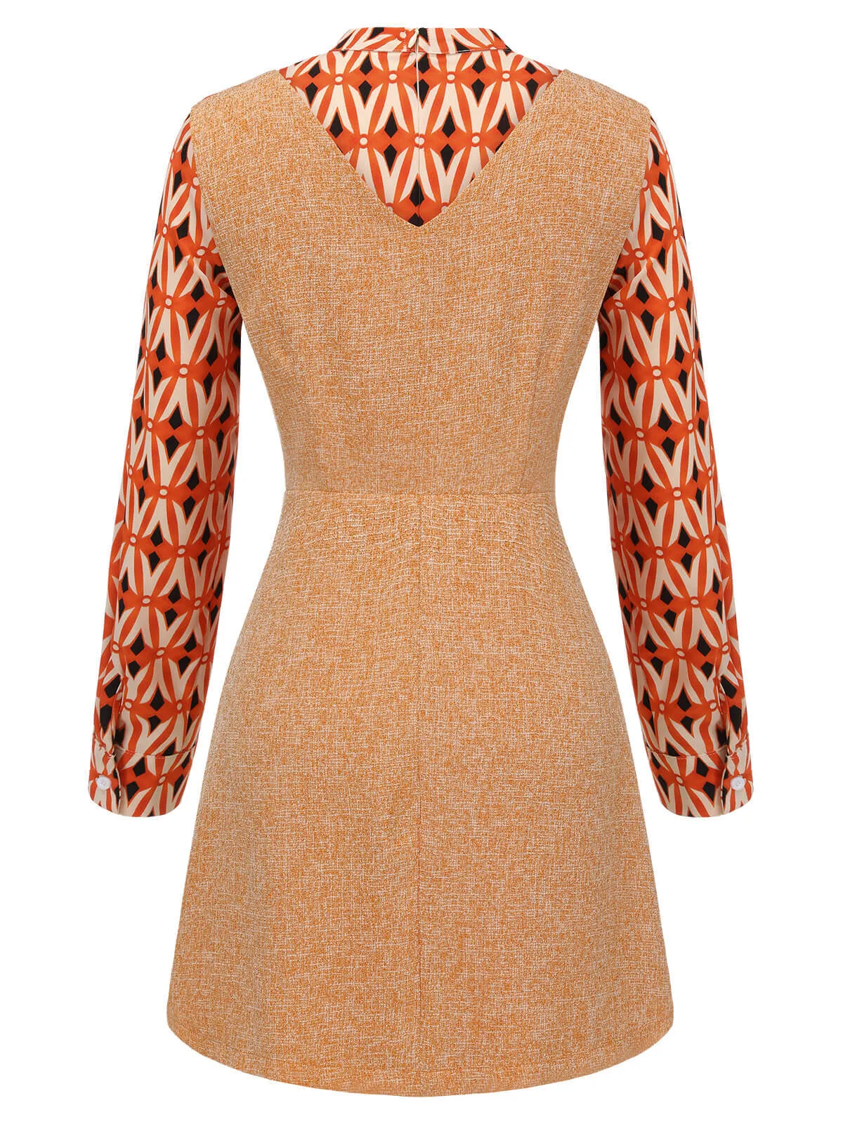 2PCS 1960s Orange Blouse & Tweed Mini Dress