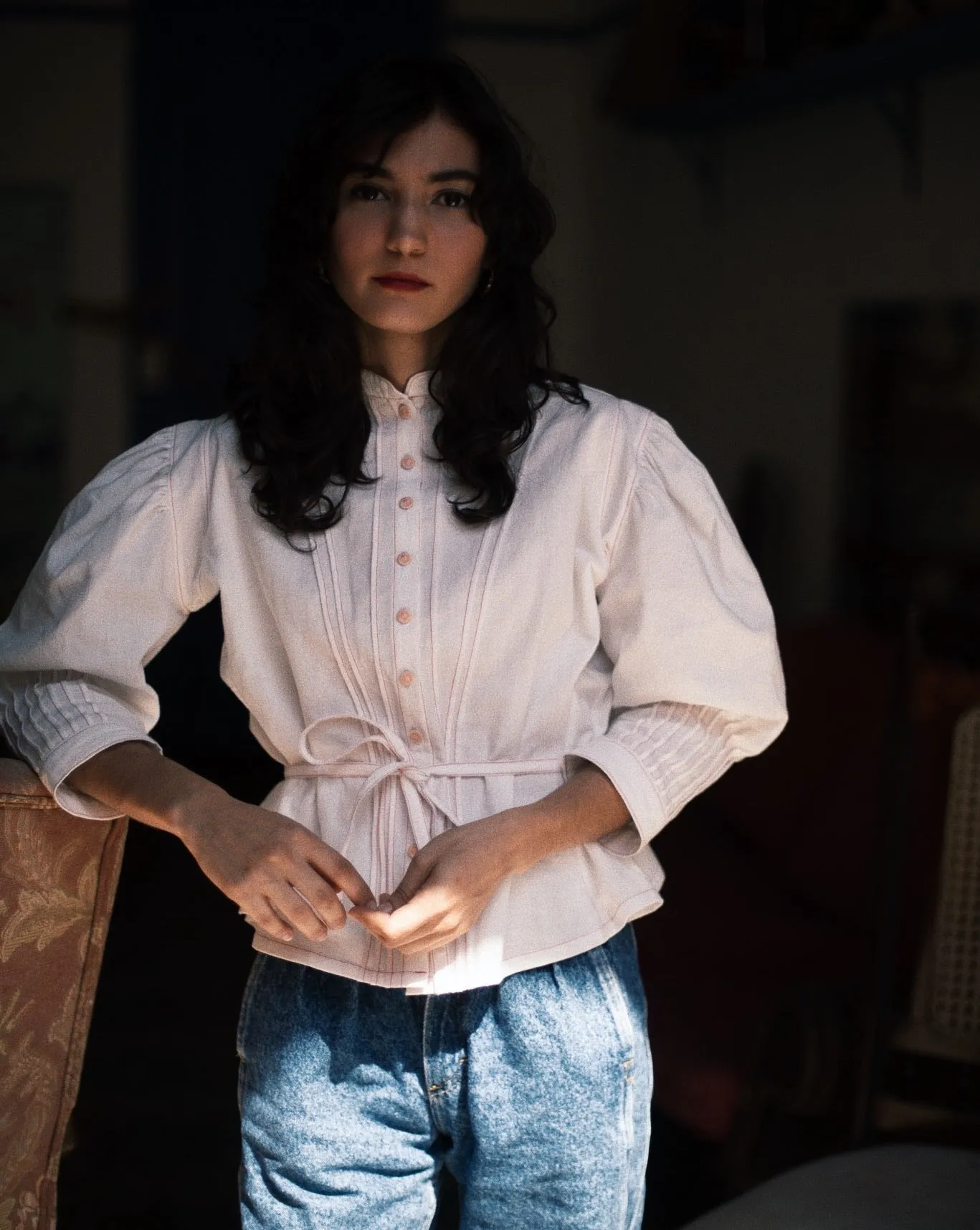 Alexandra blouse in antique cotton linen