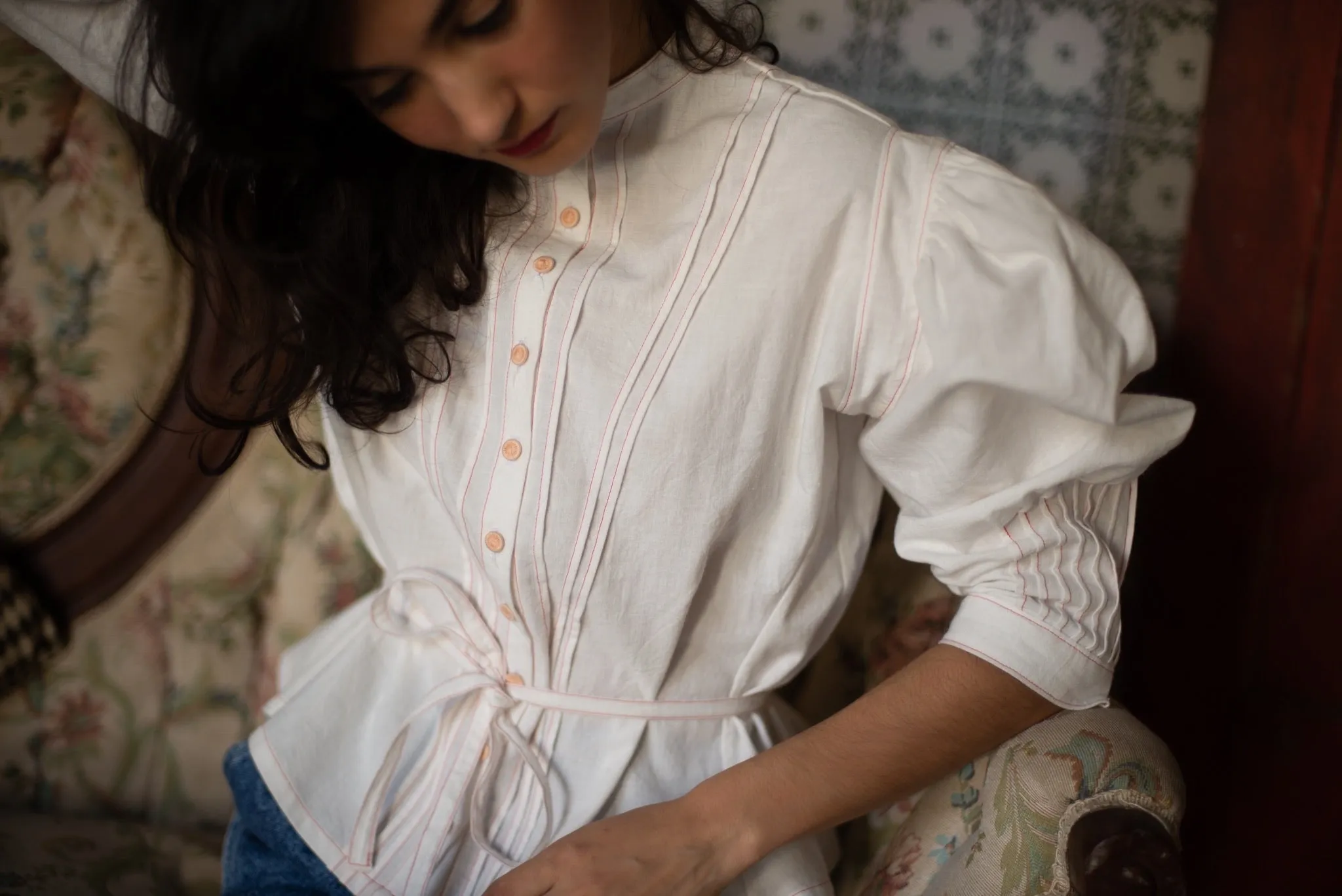 Alexandra blouse in antique cotton linen