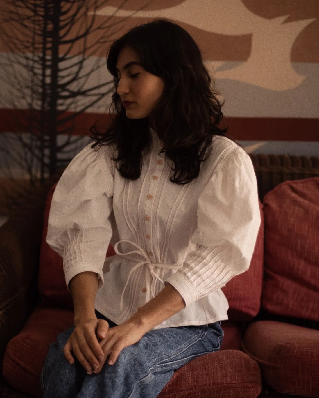 Alexandra blouse in antique cotton linen