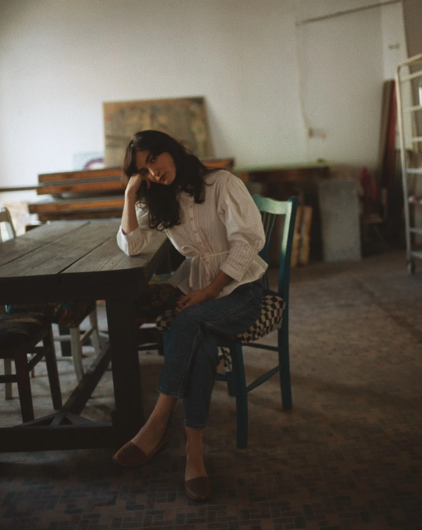 Alexandra blouse in antique cotton linen