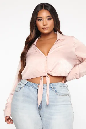 Alyssia Tie Front Top - Blush