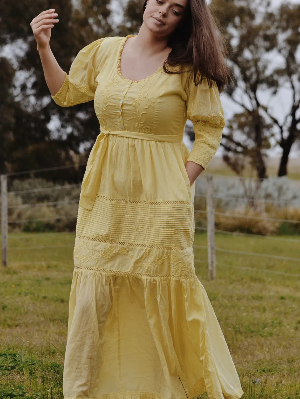 AUGUSTINE MAXI DRESS LEMON MERINGUE