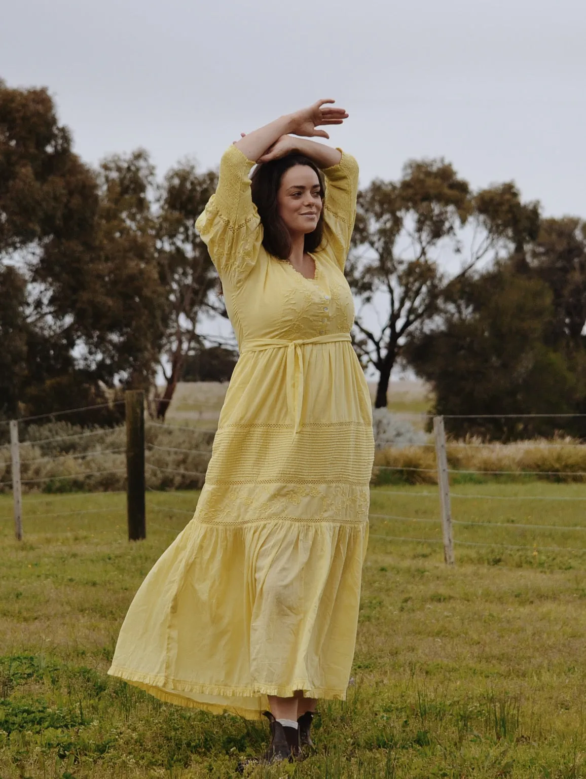 AUGUSTINE MAXI DRESS LEMON MERINGUE