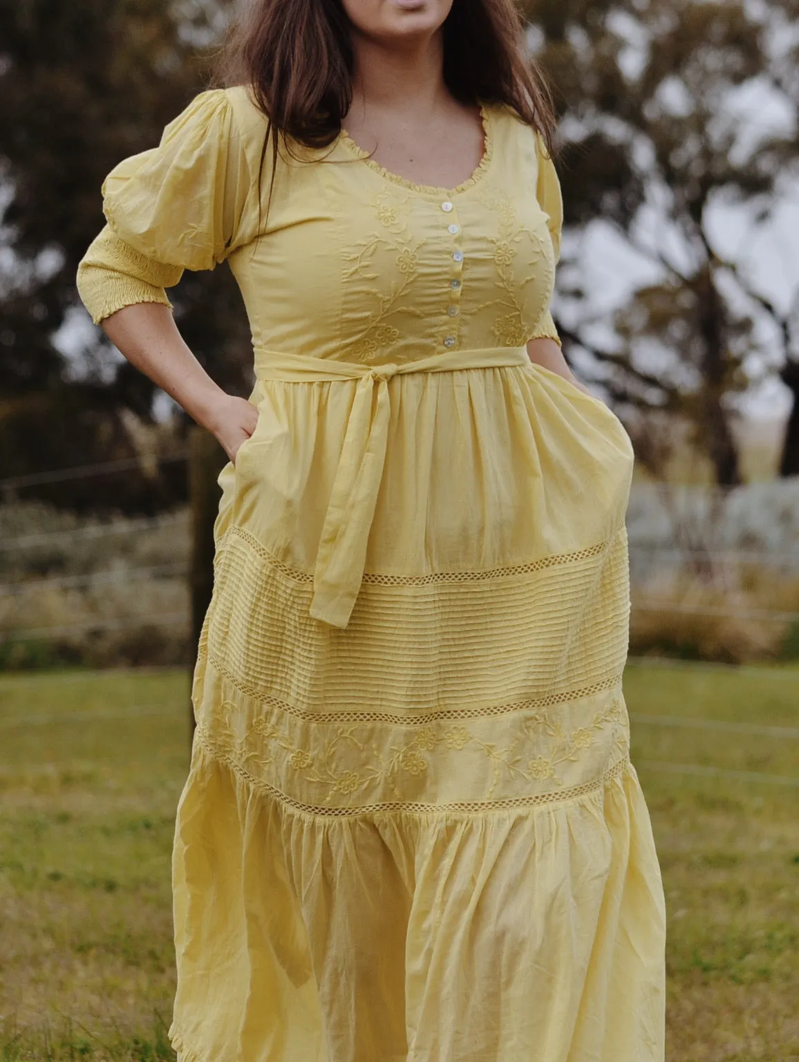 AUGUSTINE MAXI DRESS LEMON MERINGUE