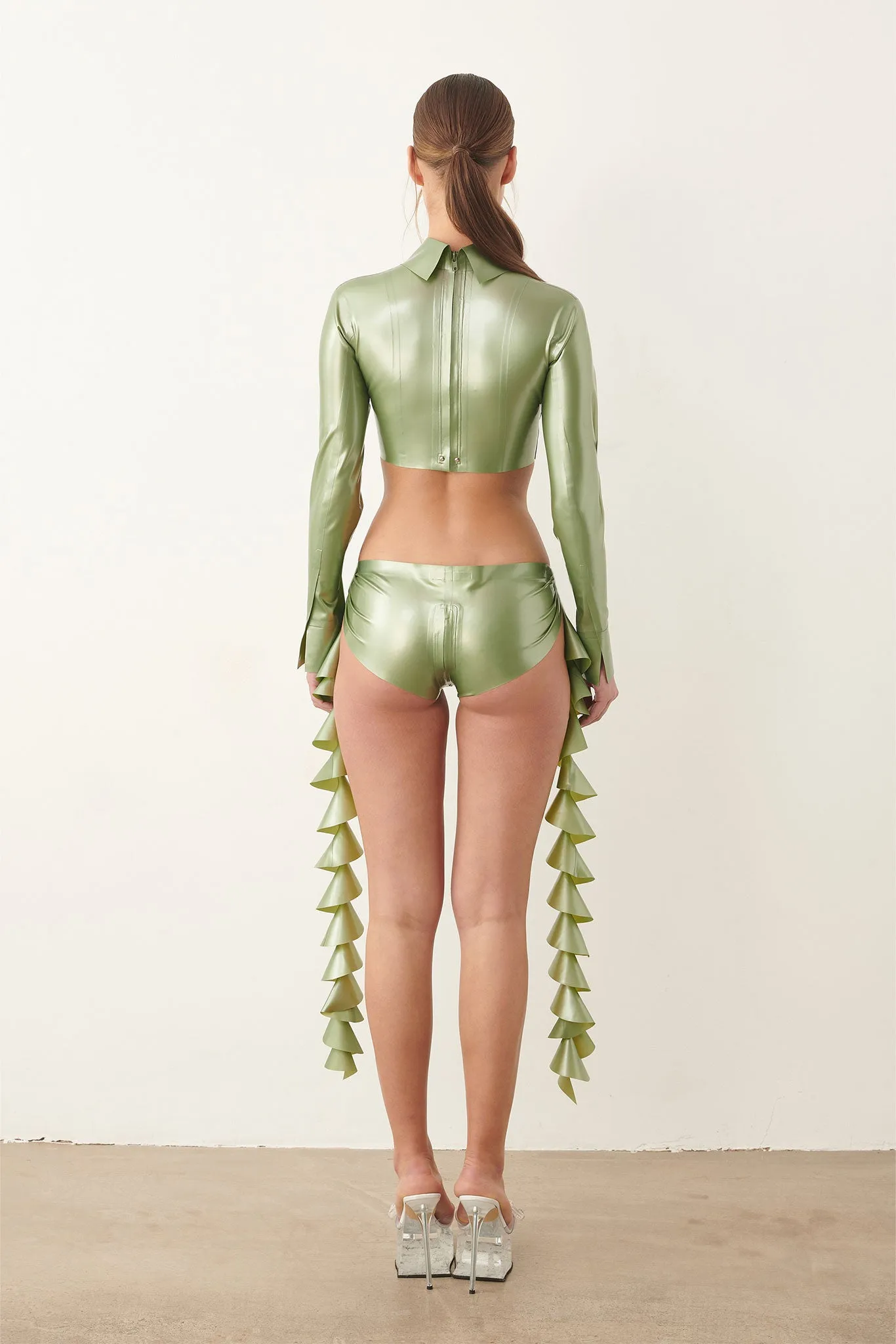 Bailey Blouse Latex Dollar Bill Green