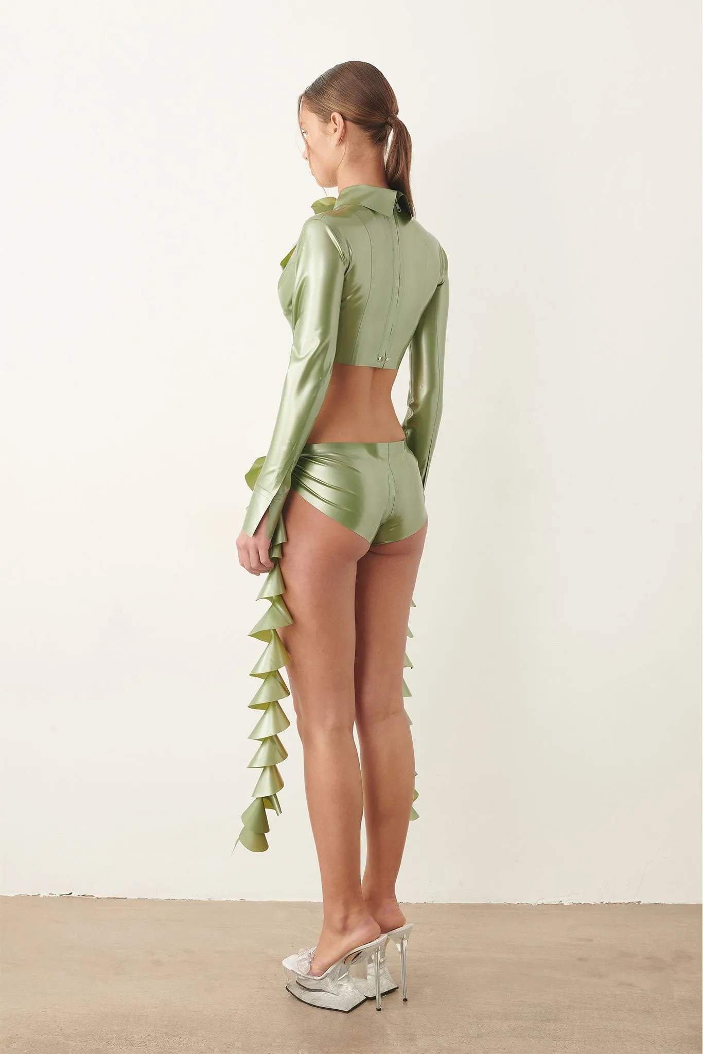 Bailey Blouse Latex Dollar Bill Green