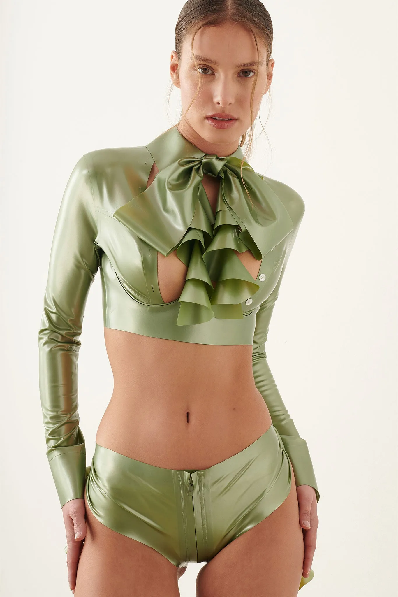 Bailey Blouse Latex Dollar Bill Green