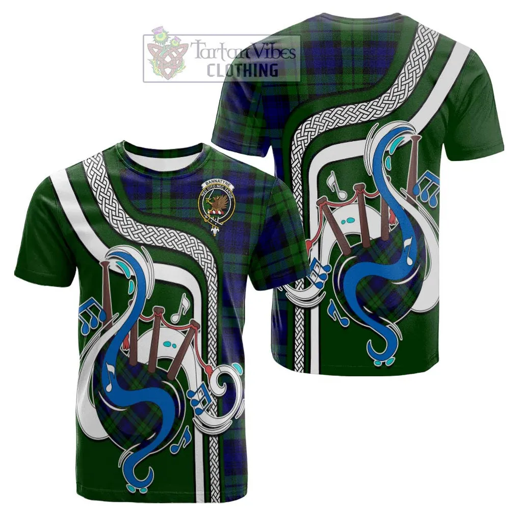 Bannatyne Tartan Cotton T-shirt with Epic Bagpipe Style