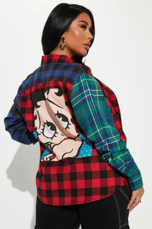 Betty Boop Babe Plaid Shirt - Red/combo