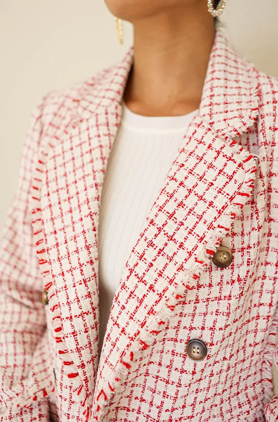 Big City Cream/Red Tweed Blazer- FINAL SALE - FINAL FEW