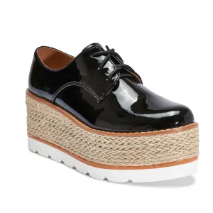 Black Lace Up Jute Shoe