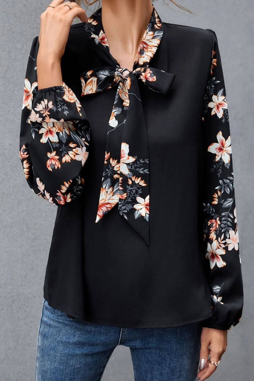 Black Print Patchwork Shirt