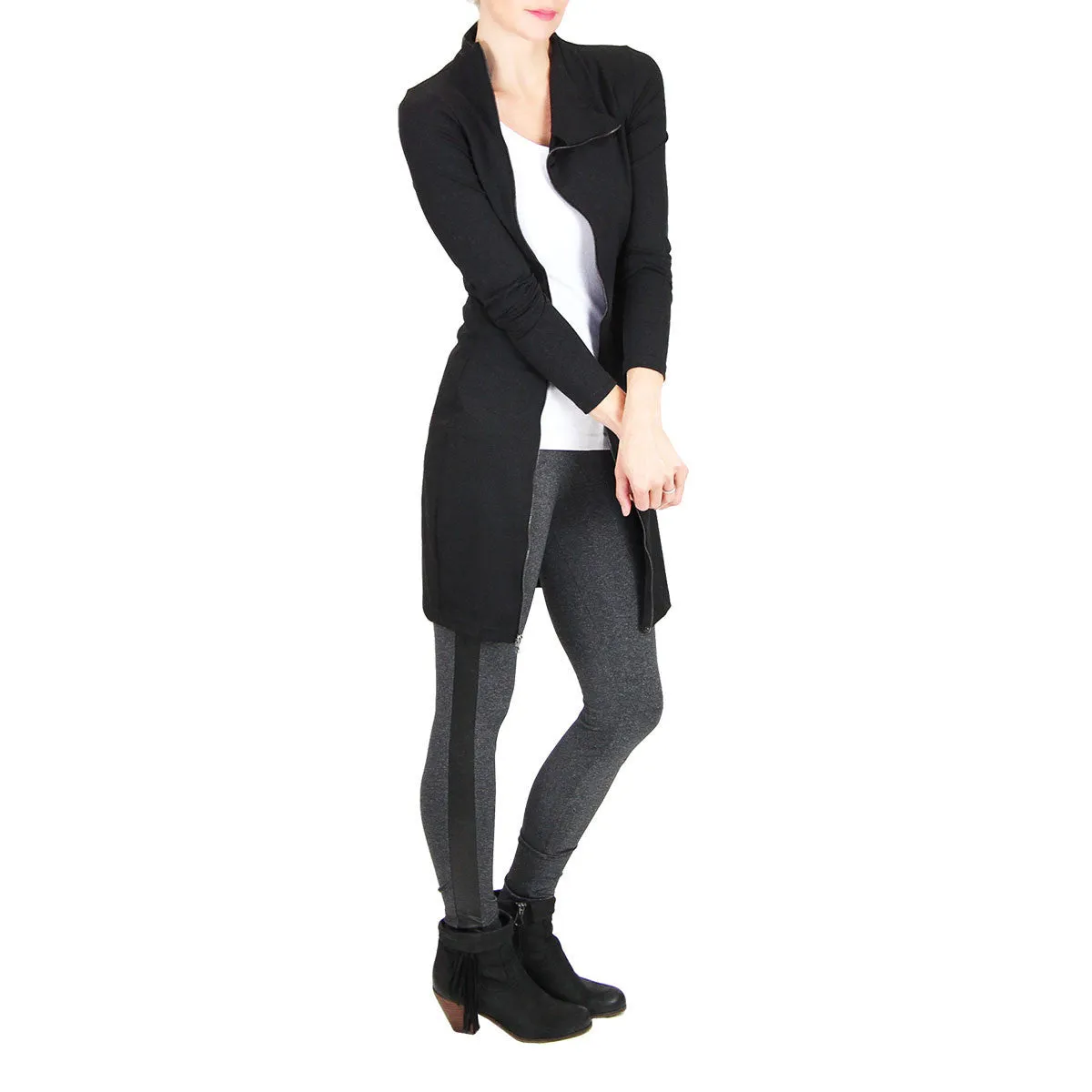 Black Tuxedo Legging with Vegan Leather