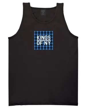 Blue Buffalo Plaid Box Logo Mens Tank Top Shirt