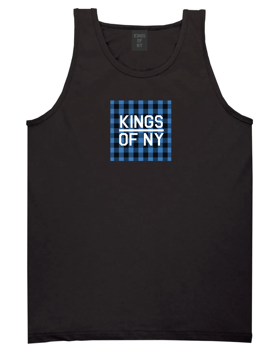 Blue Buffalo Plaid Box Logo Mens Tank Top Shirt