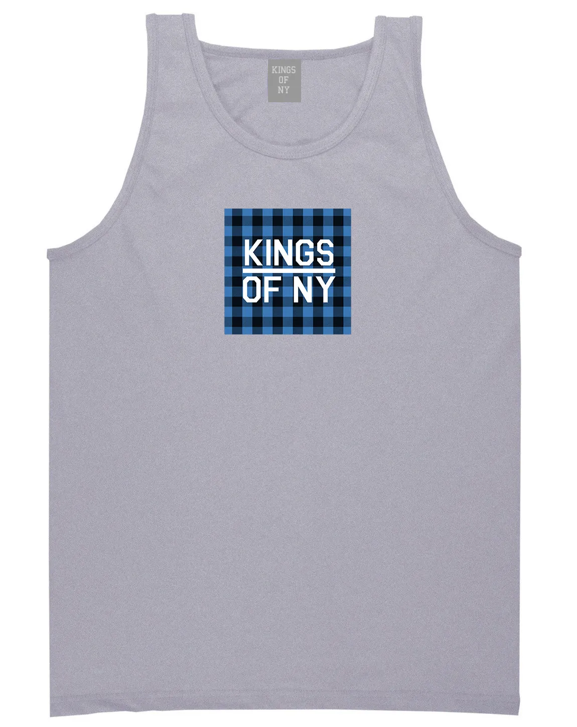 Blue Buffalo Plaid Box Logo Mens Tank Top Shirt