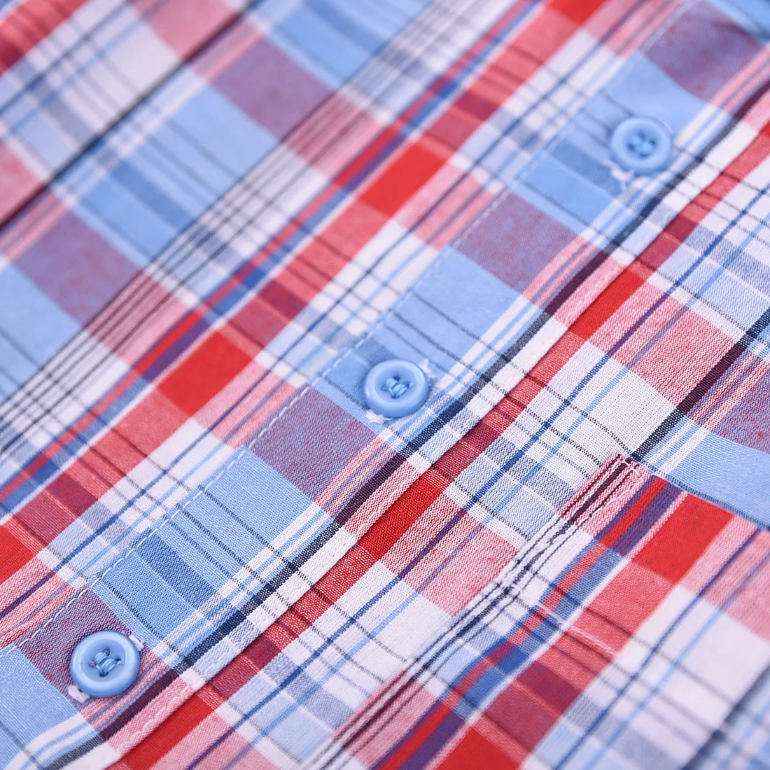 Boy Short Sleeve Woven Blue/Red Plaid Shirt