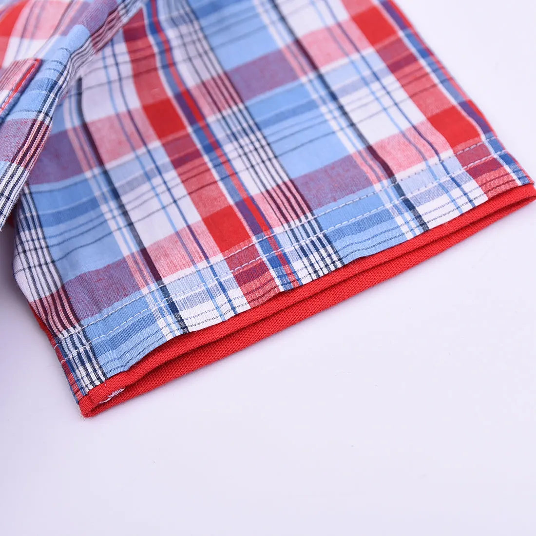 Boy Short Sleeve Woven Blue/Red Plaid Shirt