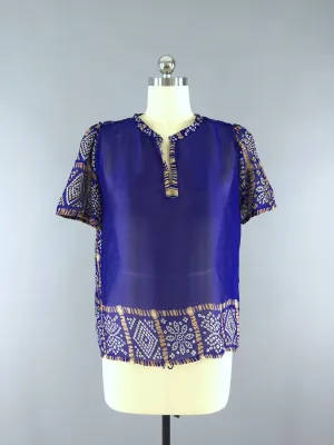 Chiffon Blouse T-Shirt Top / Vintage Indian Sari