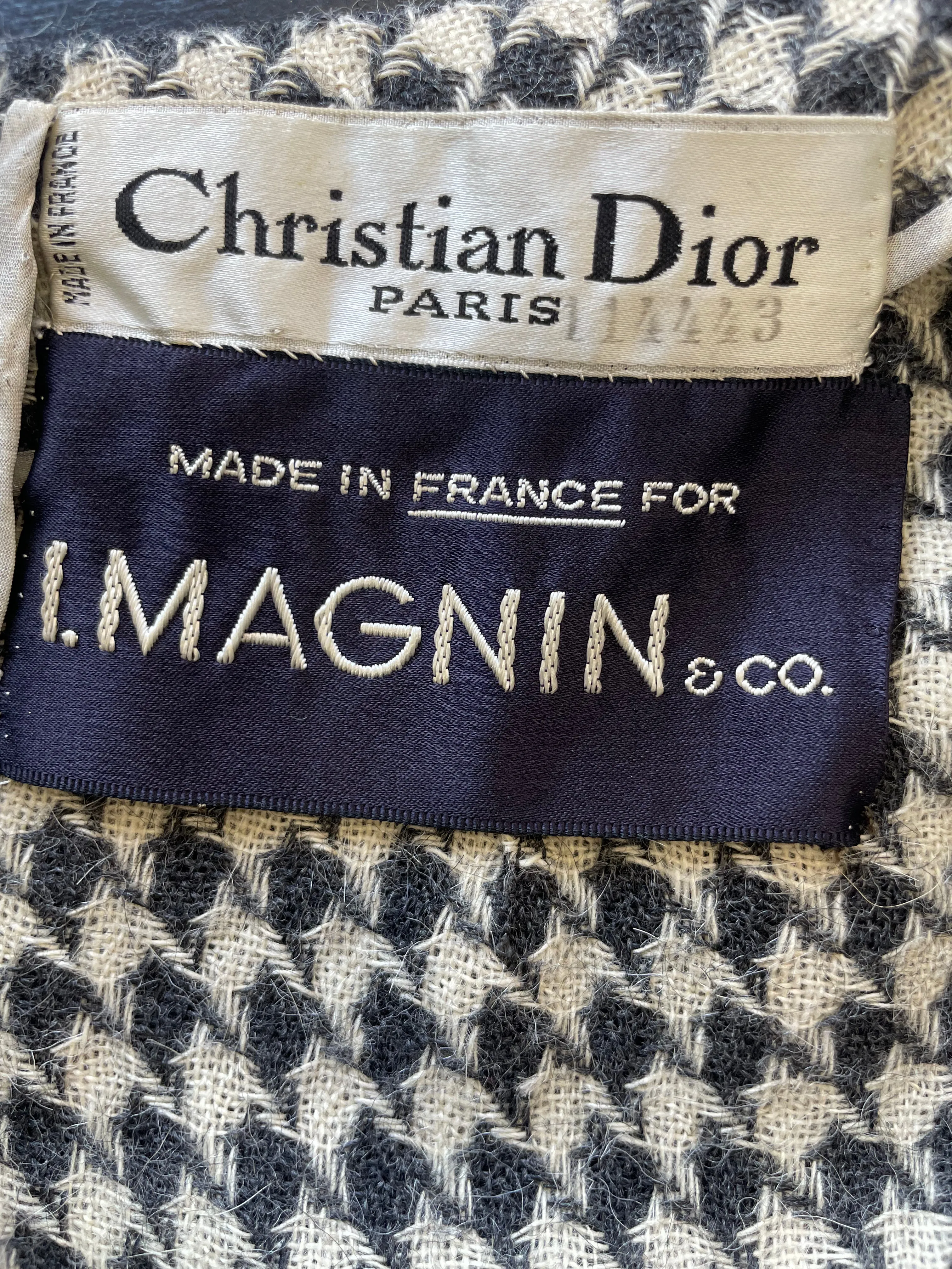 Christian Dior by Marc Bohan S/S 1962 Haute Couture Houndstooth Wool Dress with Belt, Documented