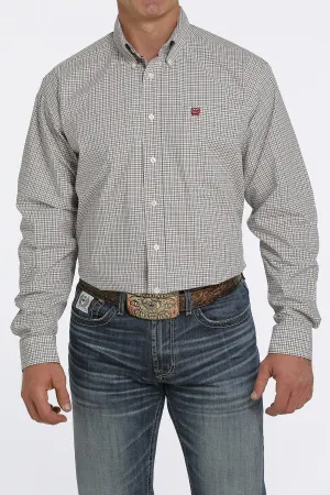 Cinch Mens Plaid Buttoned Down Western L/S Shirt - Cream/Red/Brown - MTW1105462