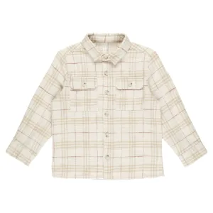 Collared Long Sleeve Shirt - Vintage Plaid - Natural / Gold / Brick