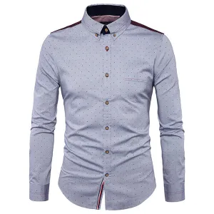 Designer Shirts for Men Stylish Stitching Patchwork Slim Printing Button Up