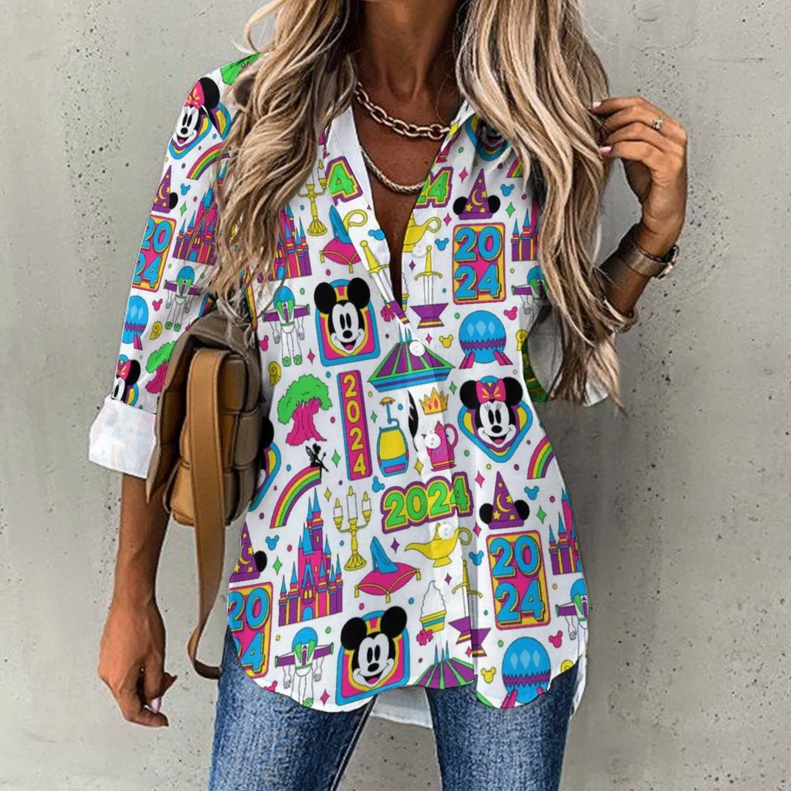 Disney 2024 Long Sleeve Button Up Blouse