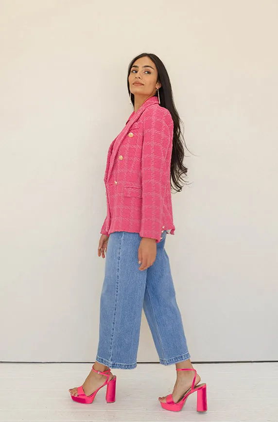 Double Take Hot Pink Plaid Blazer- FINAL SALE