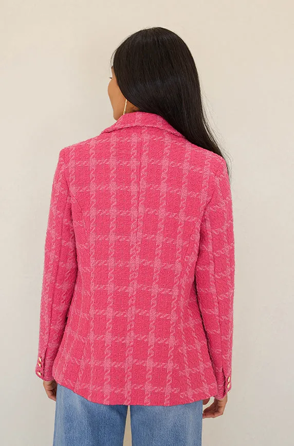 Double Take Hot Pink Plaid Blazer- FINAL SALE