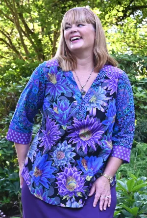 Eden Floral Shirt - Purple Cactus Flower