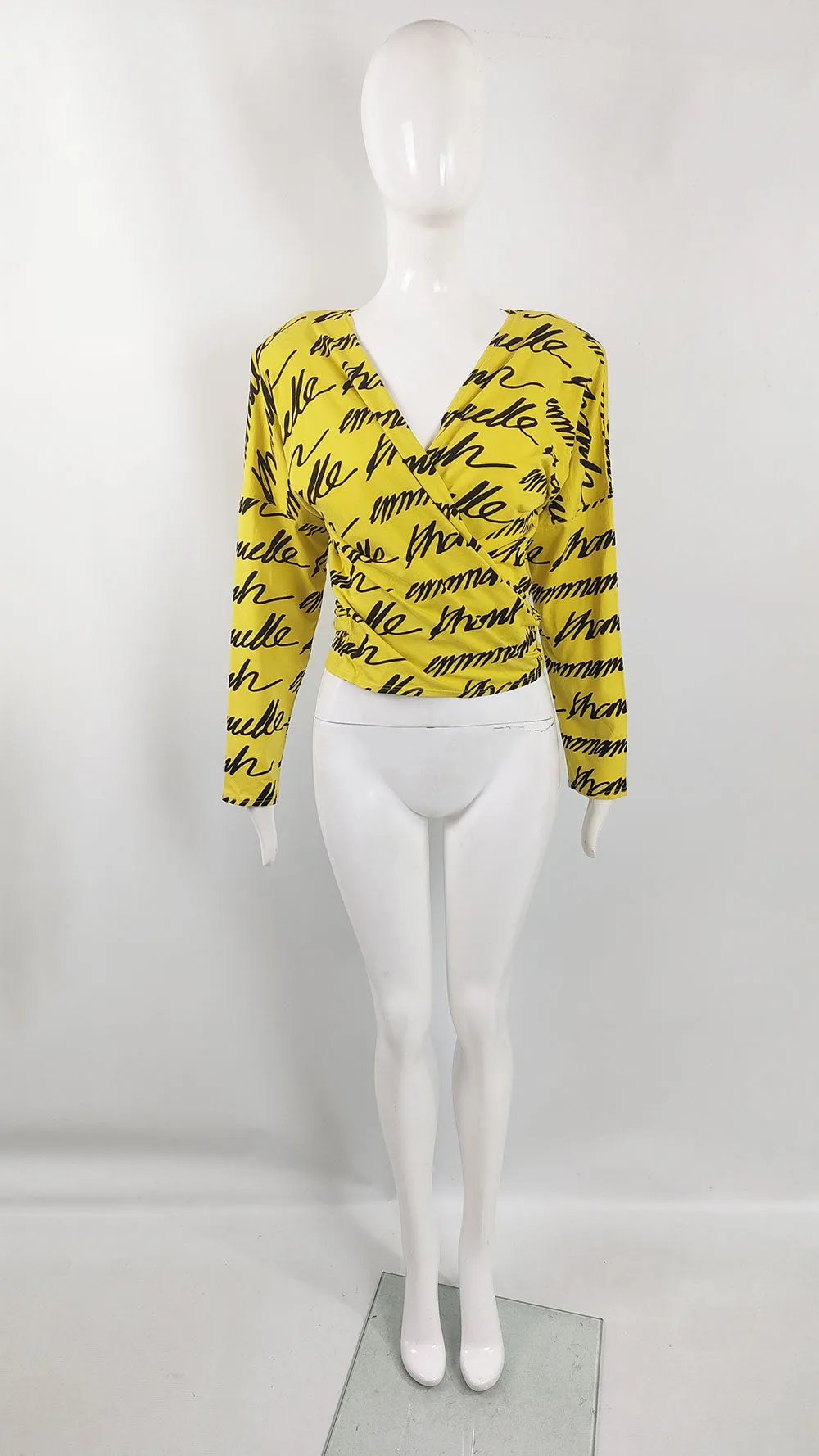 Emmanuelle Khanh Vintage Logomania Print Wrap Top