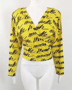 Emmanuelle Khanh Vintage Logomania Print Wrap Top