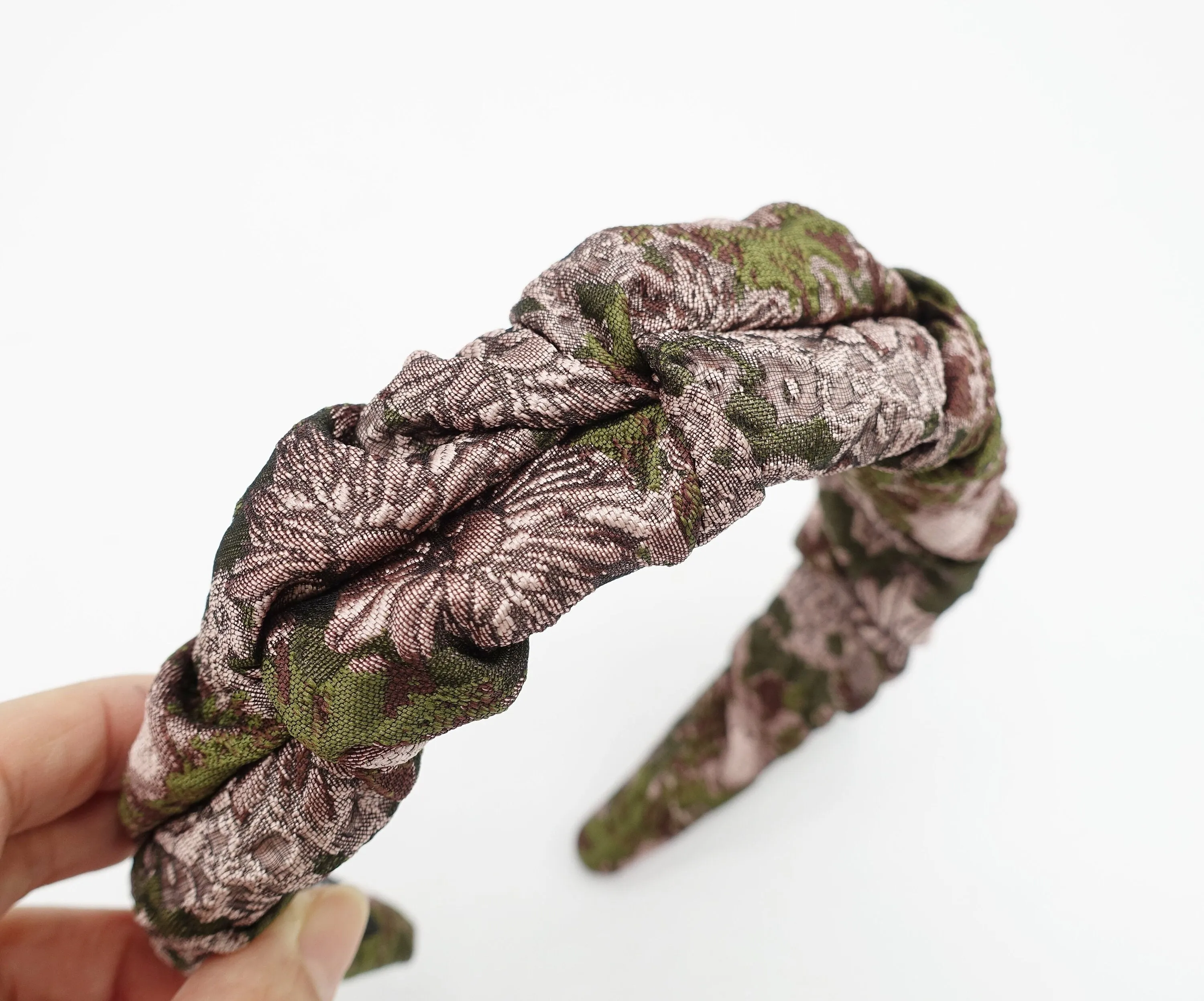 floral jacquard twisted wave headband darker color tone Autumn hairband women hair accessory