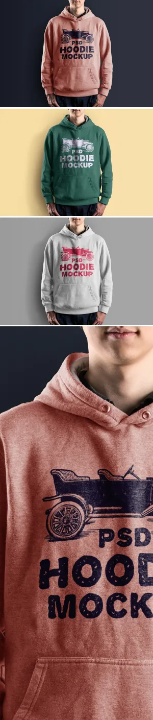 Free Men Wearing Hoodie Mockup PSD