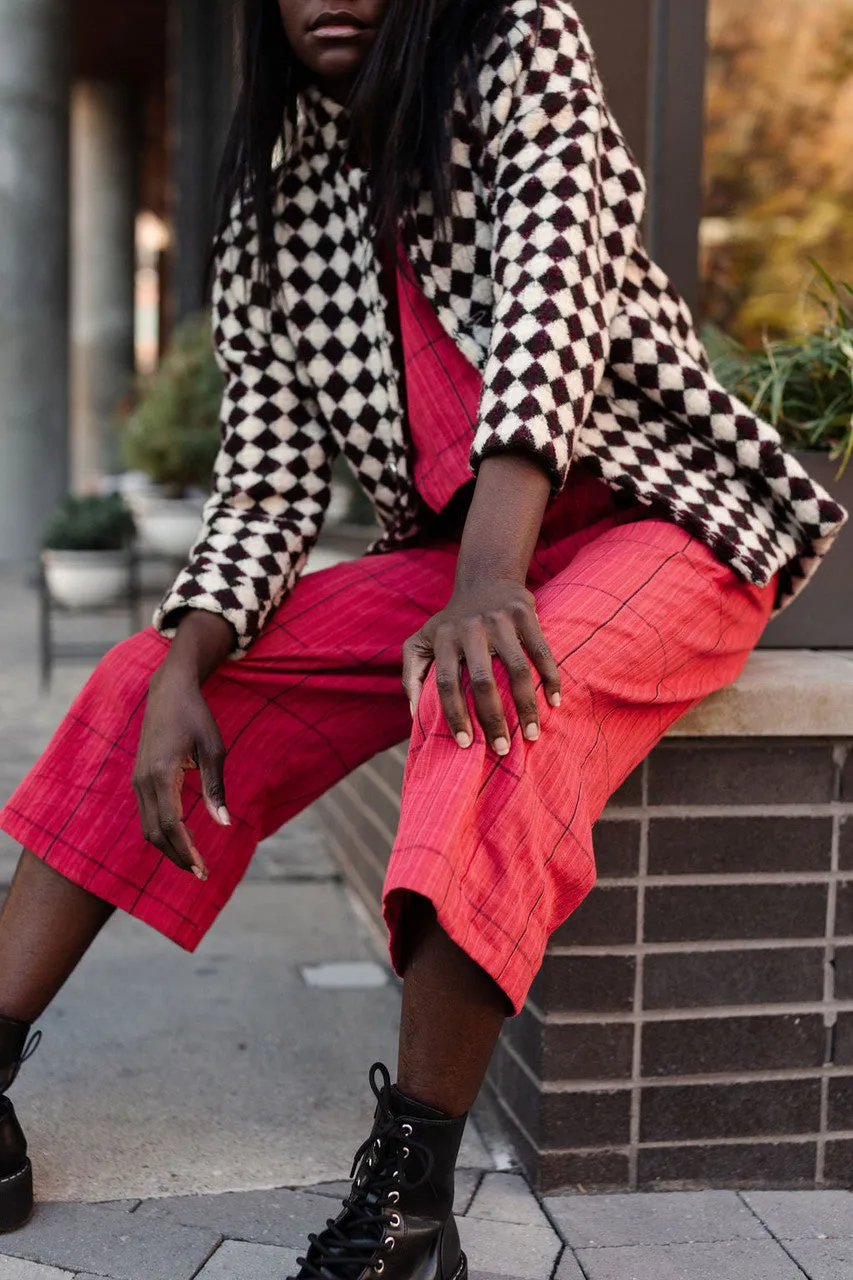 Handwoven Cotton Katie Crop Set in Red Plaid - XS Set and Shirt, M and L Shirt