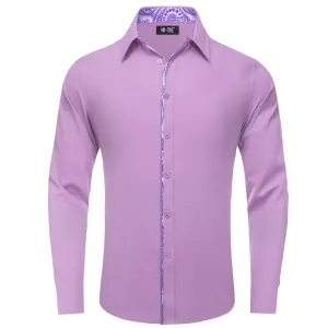 Hi-Tie Button Down Shirt Plum Purple MediumSlate Jacquard Collar Solid Shirt