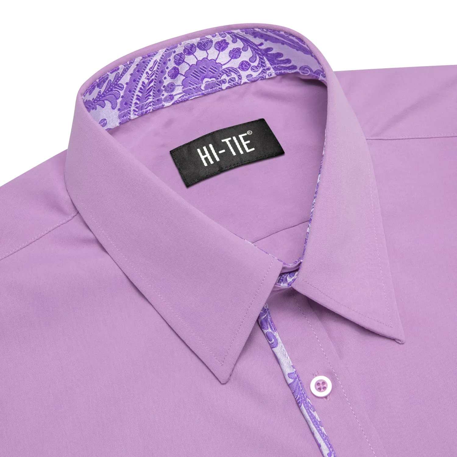 Hi-Tie Button Down Shirt Plum Purple MediumSlate Jacquard Collar Solid Shirt