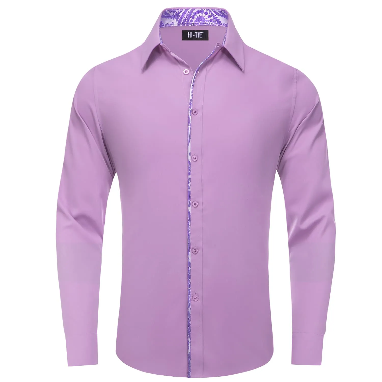 Hi-Tie Button Down Shirt Plum Purple MediumSlate Jacquard Collar Solid Shirt