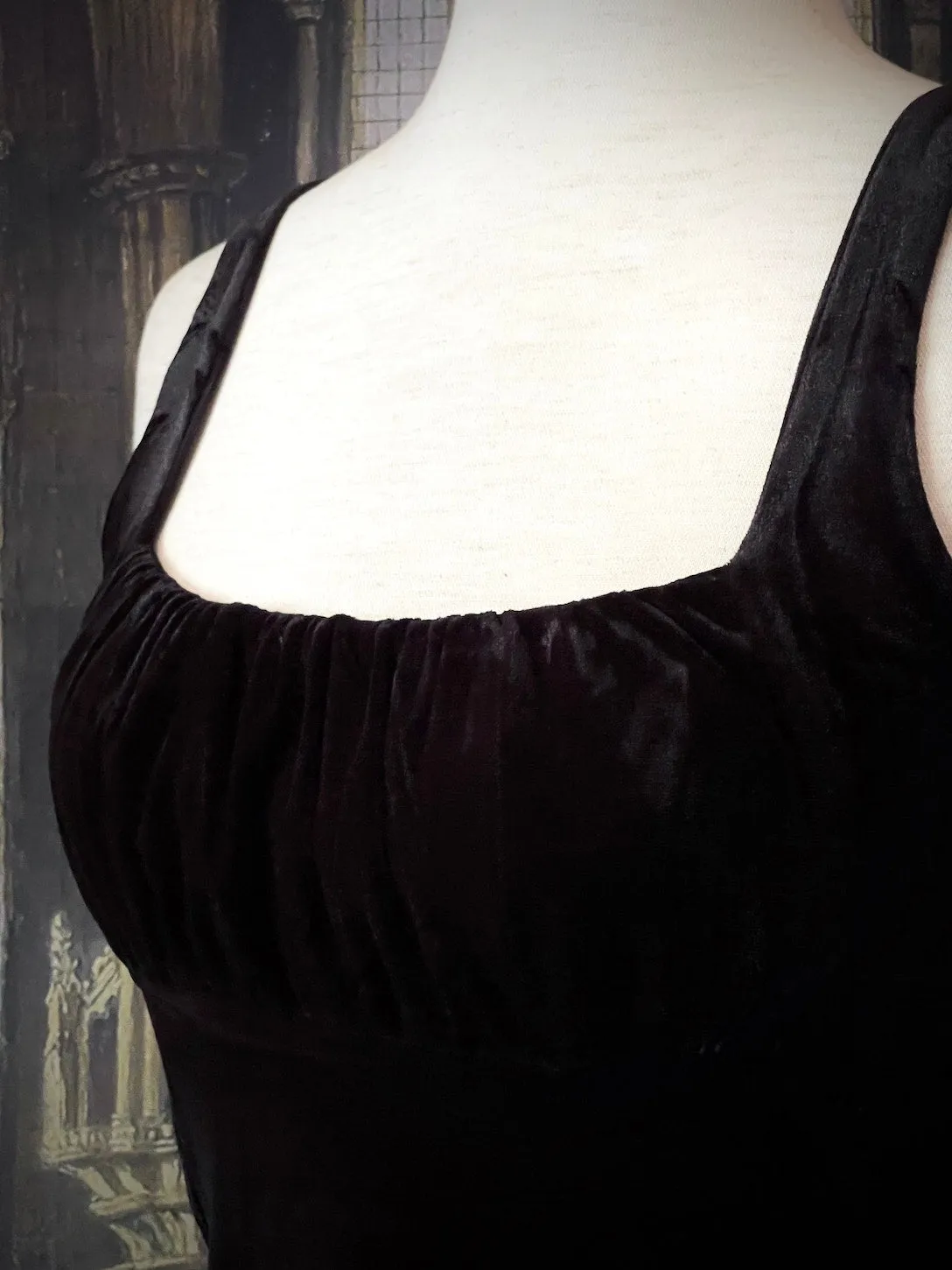 Historically Inspired Velvet Milkmaid Bustier Top in Black