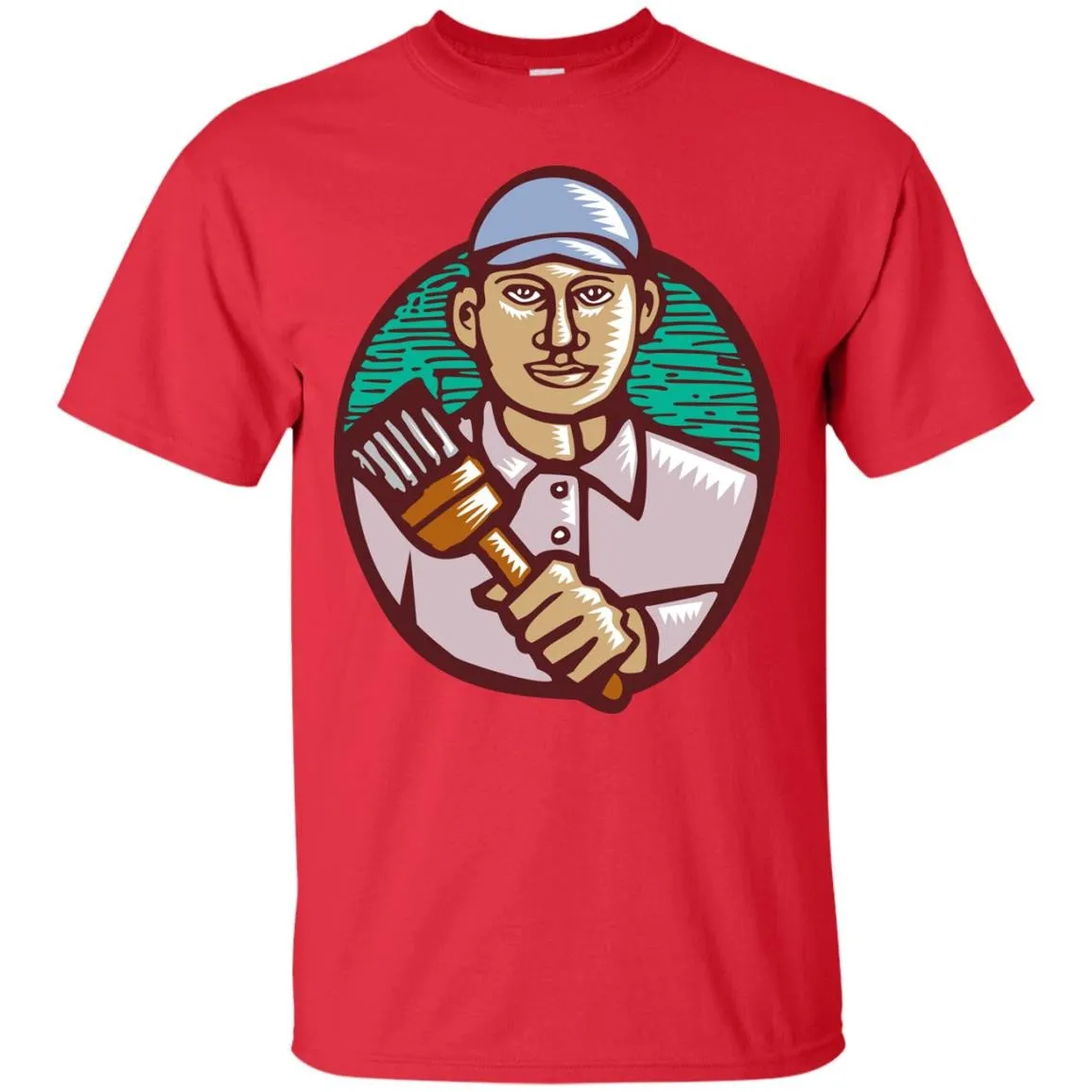 House Painter Paintbrush Woodcut Linocut T-Shirt