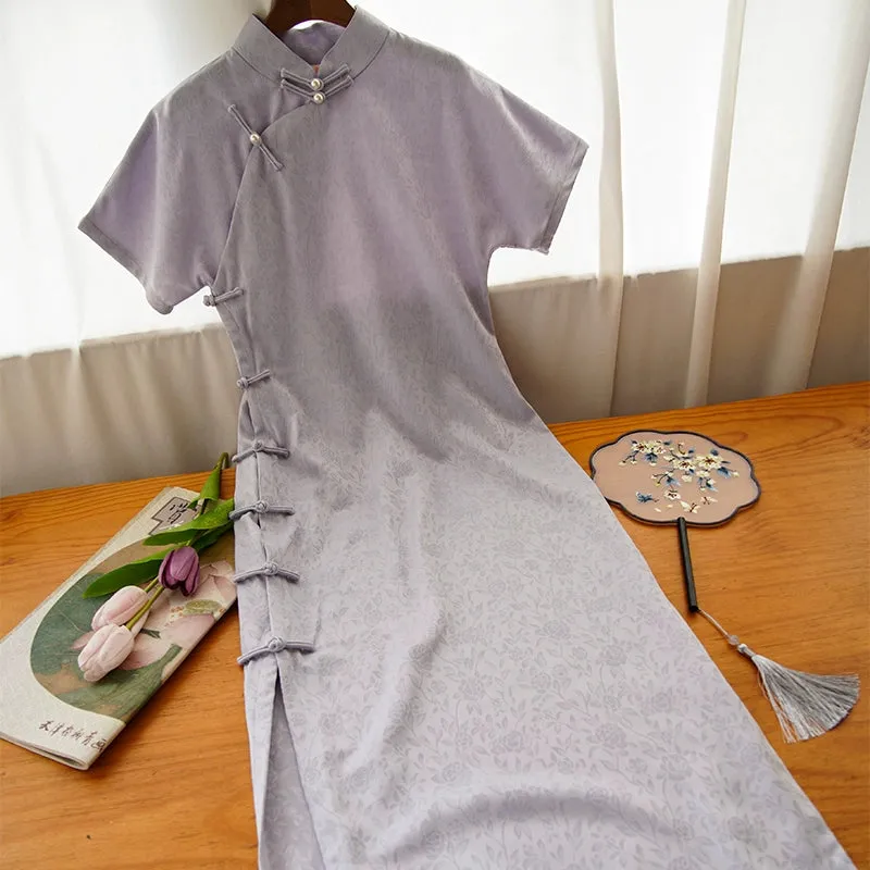 Hui Zi 灰紫 Dusty Lilac 1930s Daily Satin Qipao