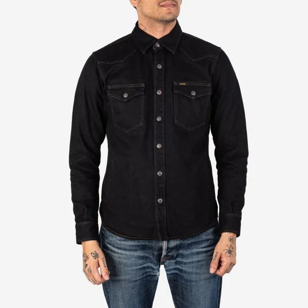 Iron Heart IHSH-293-OD 18oz Vintage Selvedge Denim CPO Shirt - Indigo Overdyed Black