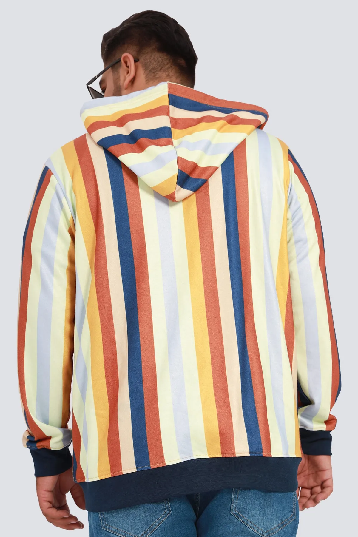 Jazzy Striped Printed Hoodie (Plus Size) - W22 - MH0055P