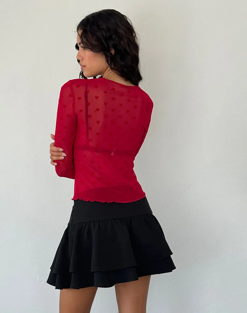 Kahula Shirt in Red Heart Flocked Mesh