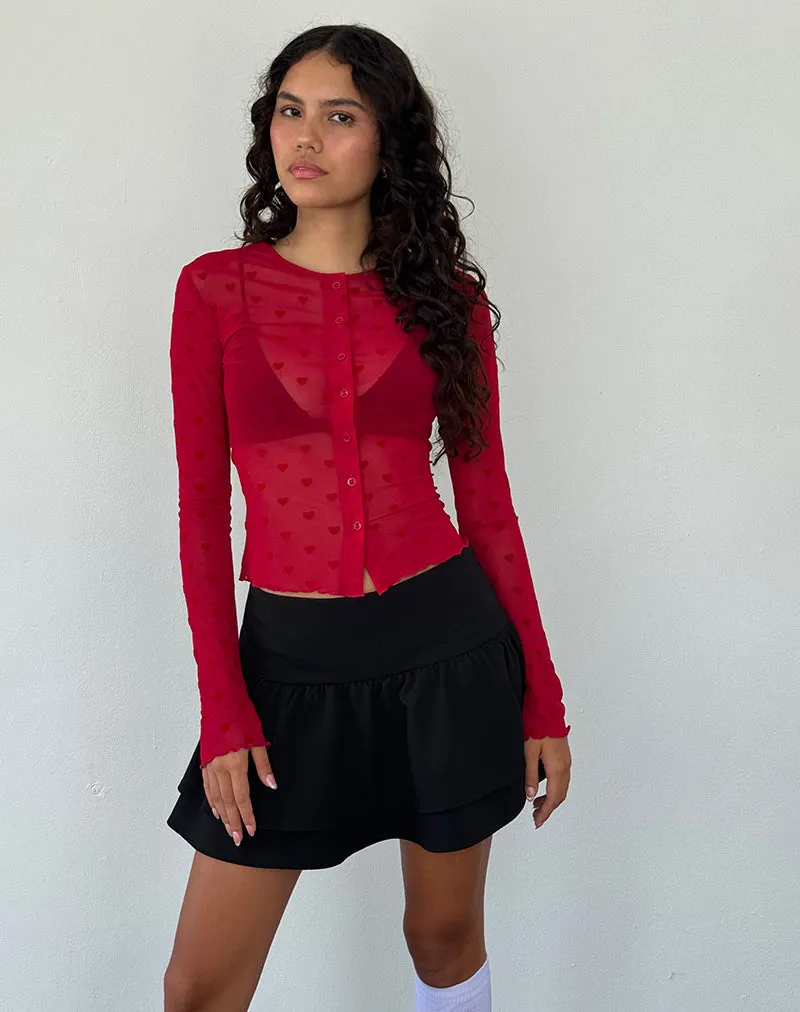 Kahula Shirt in Red Heart Flocked Mesh