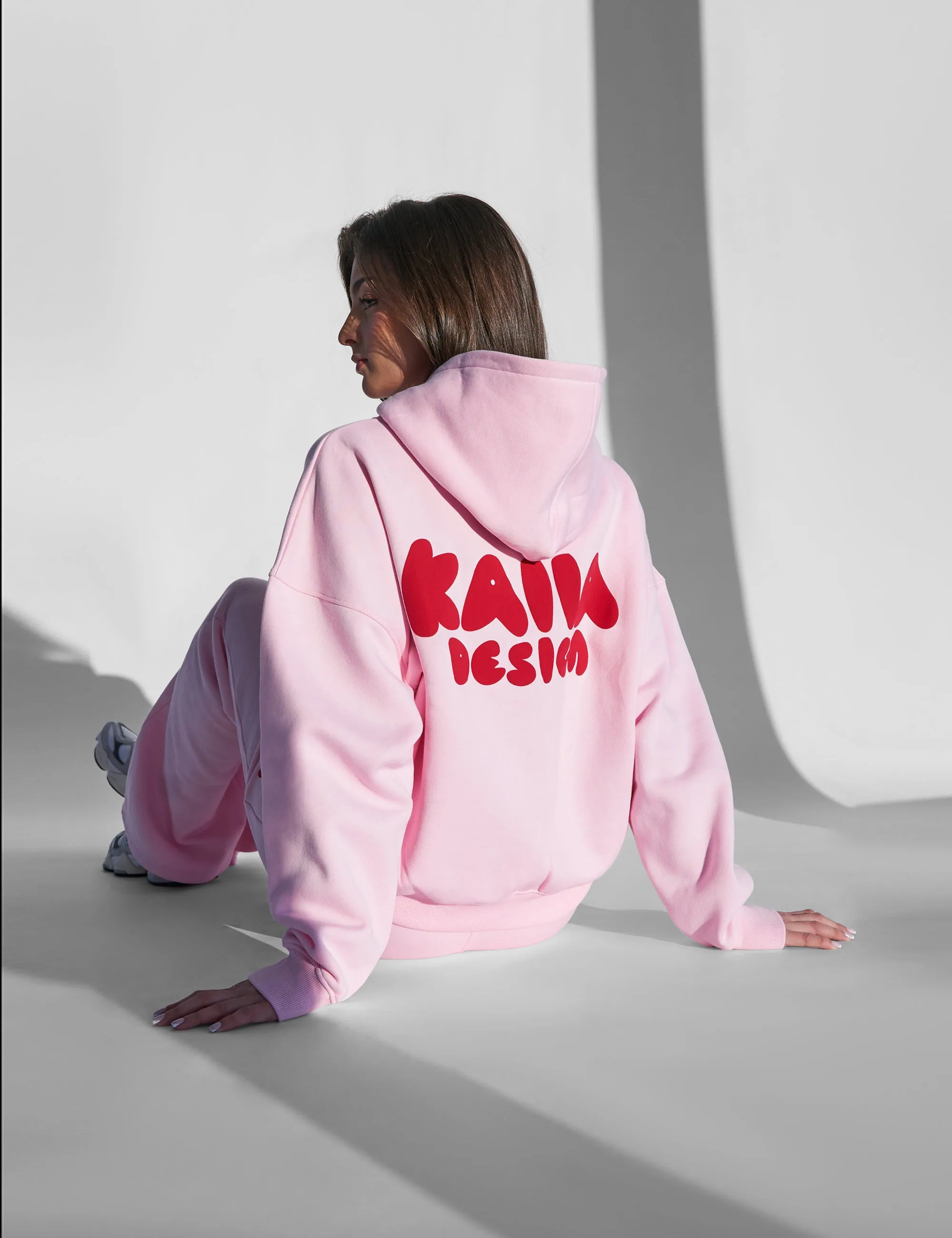 Kaiia Design Bubble Graphic Hoodie Baby Pink and Red