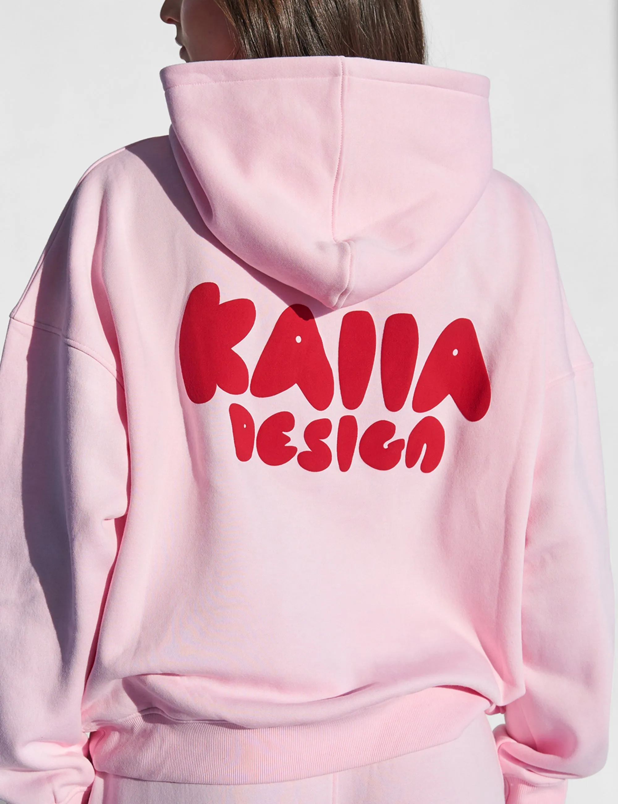 Kaiia Design Bubble Graphic Hoodie Baby Pink and Red