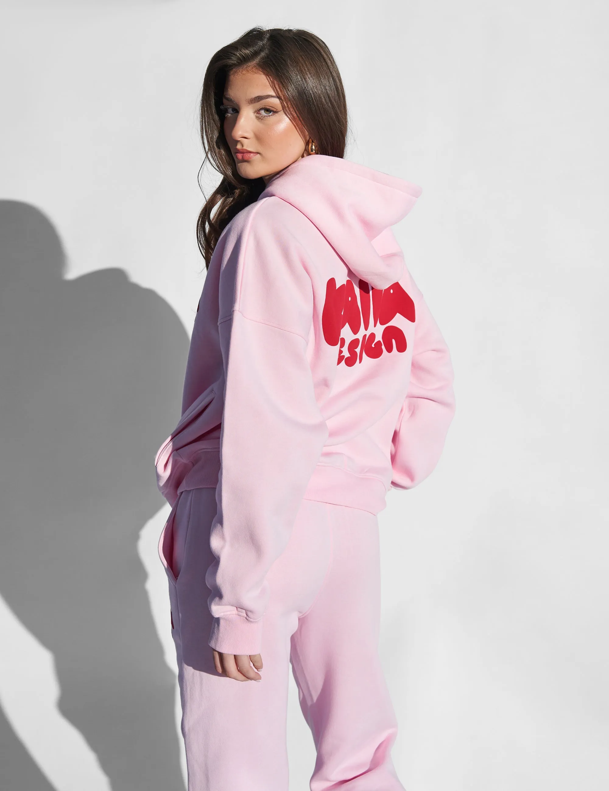 Kaiia Design Bubble Graphic Hoodie Baby Pink and Red